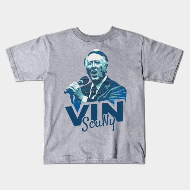 vin scully blue Kids T-Shirt by Thermul Bidean